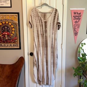 Dusty Rose Tie Dye Dress with Pockets